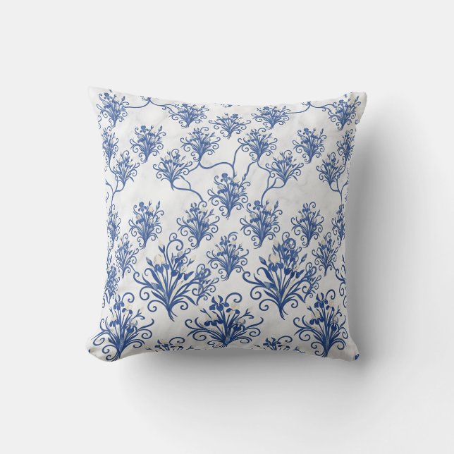 Coussin Lancer de fleurs d'iris cobalt sans couture (Recto)