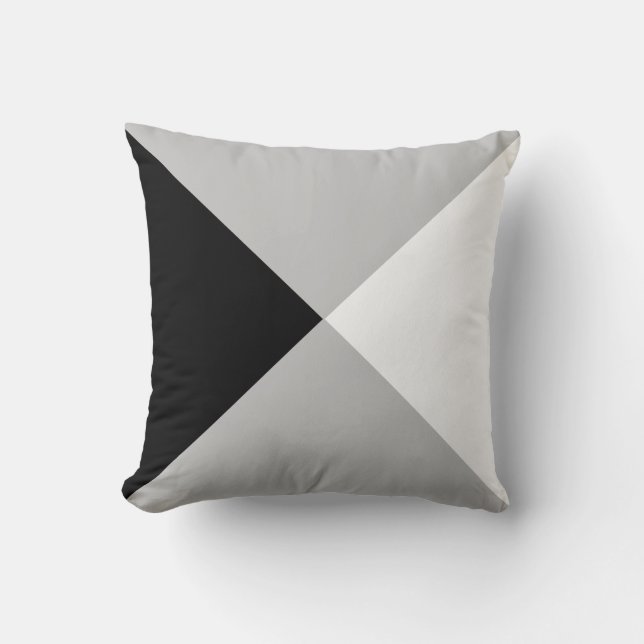 Coussin Lancer de forme géométrique abstraite noir gris et (Recto)