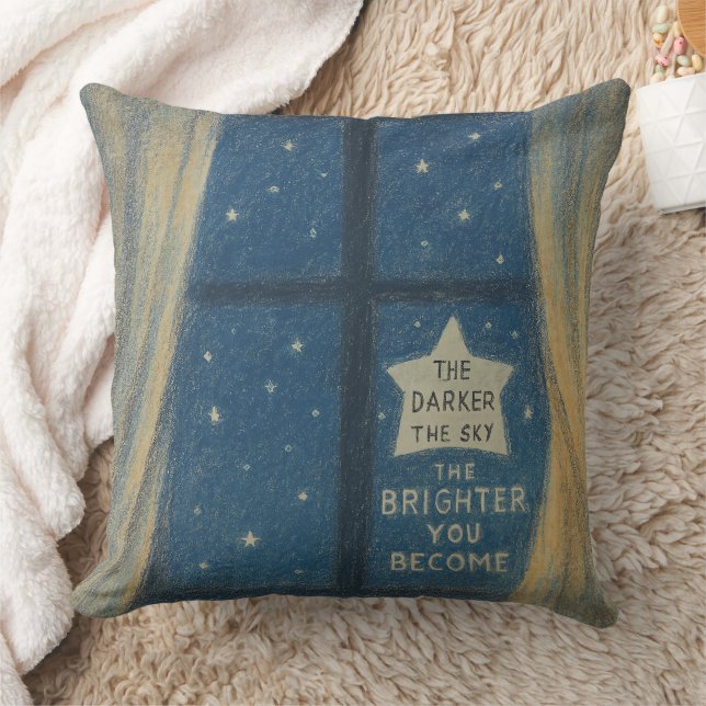 Coussin Lancer de Lune Inspirant Plus le Ciel est Obscur (Couverture)