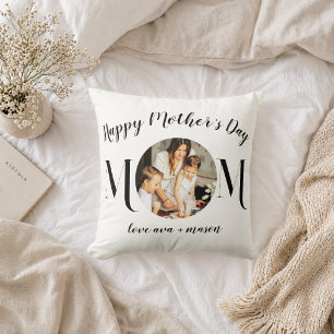 Coussin Lancer de photo de la fête des mères en script noi