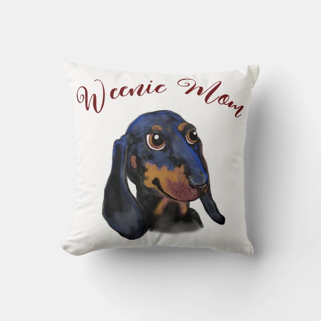 Coussin Lancer l'oreiller avec Weenie chien maman (Recto)