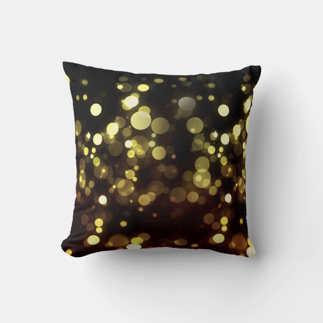 Coussin Lancer l'oreiller/Black and Gold Bokeh (Recto)