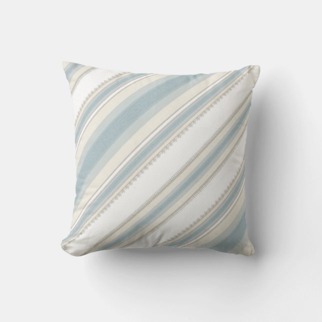 Coussin Lancer l'oreiller/Bleu, Blanc et Crème (Recto)