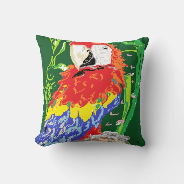 Coussin Lancer l'oreiller/le perroquet (Recto)