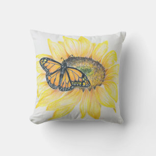 Coussin Lancer l'oreiller - Monarque et tournesol