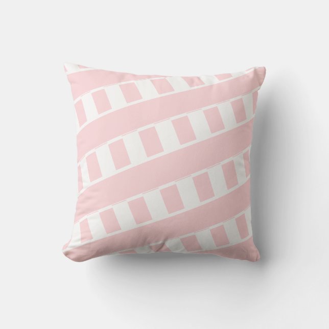 Coussin Lancer l'oreiller rose et blanc bande (Recto)