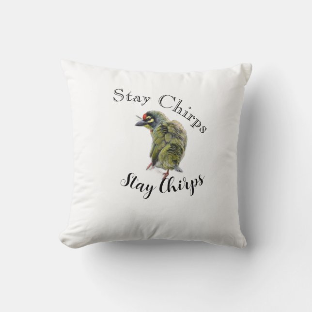 Coussin Lancer Oiseau Gazouiller Nature Art Illustration C (Recto)