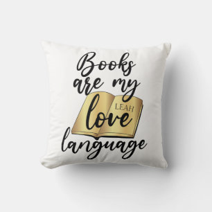 Coussin Langage d'amour des livres Or noir Nom des amoureu