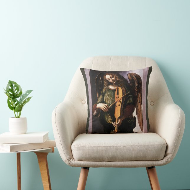 Coussin L'ange en vert jouant de la vielle de Léonard de V (Chaise)
