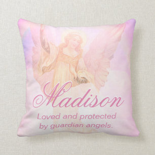 Coussin L'ange gardien fait sur commande ajoutent le nom