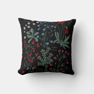 Coussin Langue d'amour des fleurs noir botanique