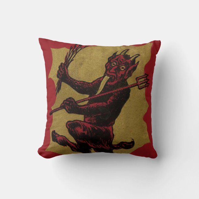 Coussin Langue du commutateur à fourche rouge Krampus (Recto)
