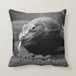 Coussin langue noire et blanche de dragon de komodo omise