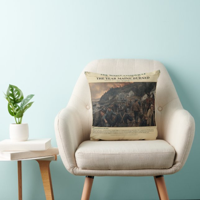 Coussin L'année où le Maine a brûlé | octobre 1947 | (Chaise)