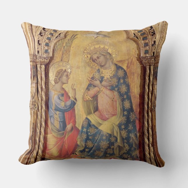 Coussin L'annonce (une partie de polyptych) (huile sur le (Recto)