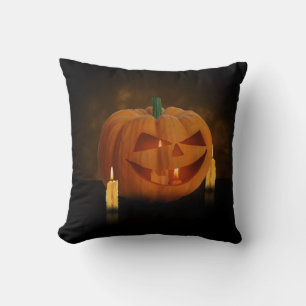 Coussin Lanterne Citrouille d'Halloween avec bougies