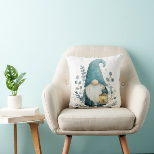 Coussin Lanterne de gnome de Noël scandinave bleue