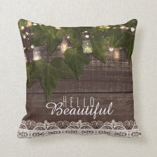 Coussin Lanterne de Jar Mason avec Guirlande de Lierre et 