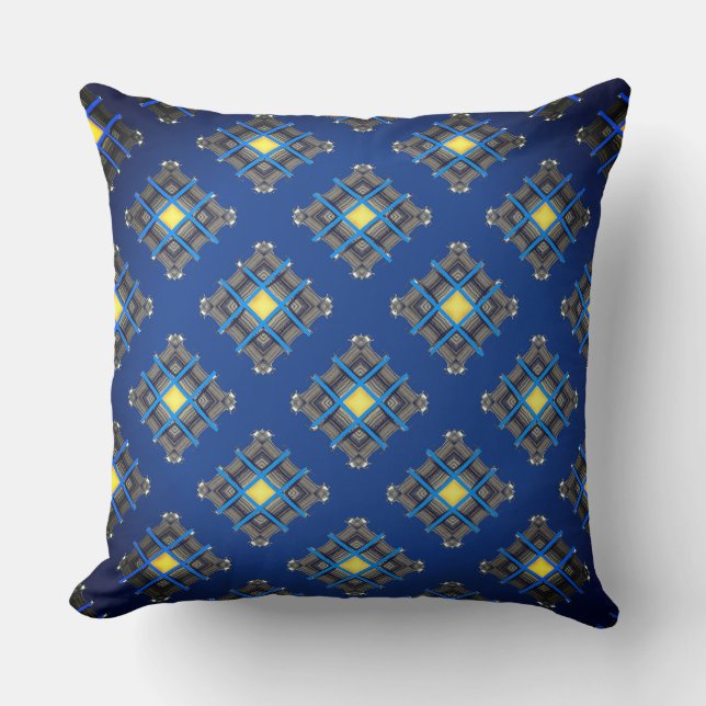 Coussin Lanterne jaune clair sur la couche bleue royale (Recto)
