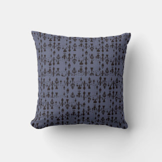 Coussin Lanterne Parisienne Damassé Bleu et Marron