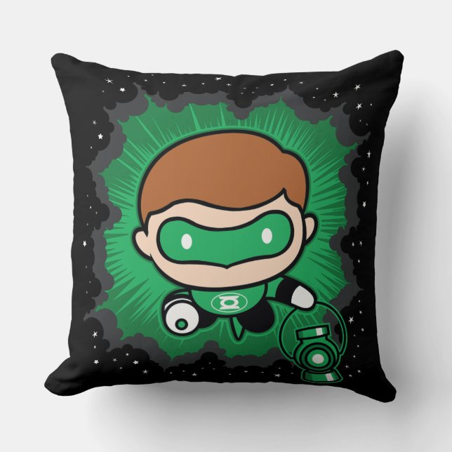 Coussin Lanterne verte de Chibi qui traverse l'espace (Recto)