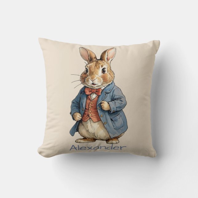 Coussin Lapin à l'ancienne mignon Personnaliser (Recto)