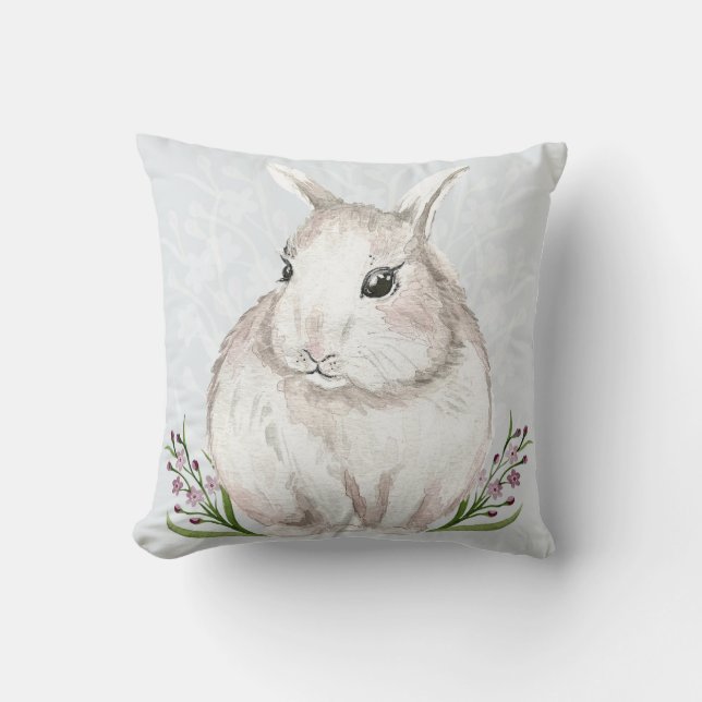 Coussin Lapin aquarelle mignon (Recto)