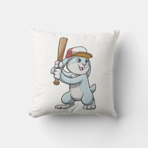 Coussin Lapin au baseball avec batte de baseball