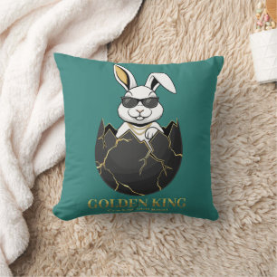 Coussin Lapin avec des lunettes cool, Or, fêlé, royal