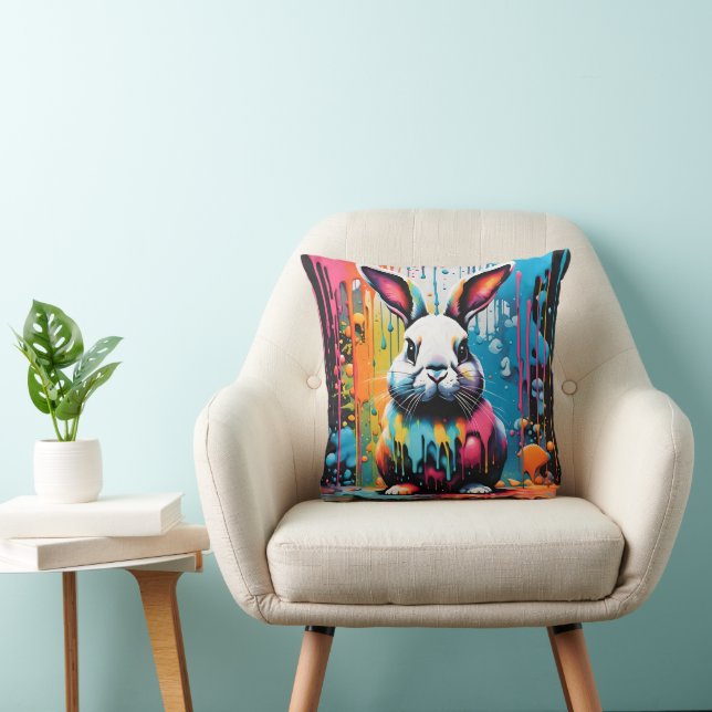 Coussin Lapin avec éclaboussures (Chaise)