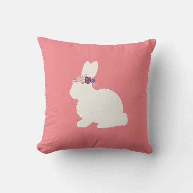 Coussin Lapin avec fleurs peint Jeu d'oreiller (Recto)