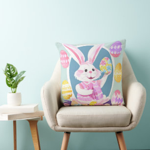 Coussin lapin avec oeufs de pâques
