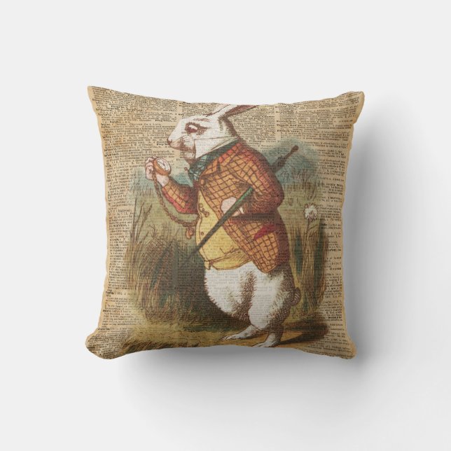 Coussin Lapin blanc Alice dans l'art de cru du pays des (Recto)