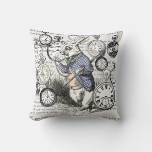 Coussin Lapin Blanc Alice Wonderland Horloges Art