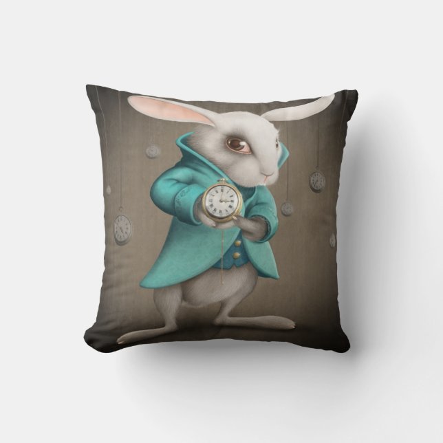 Coussin lapin blanc avec l'horloge (Recto)