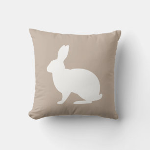 Coussin Lapin Blanc Silhouette Sur Pâques Stylé Beige