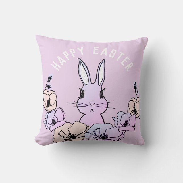 Coussin Lapin coloré Magnolia Fleur Pâques (Recto)