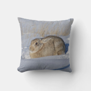 Coussin Lapin Cottontail R5 dans la neige