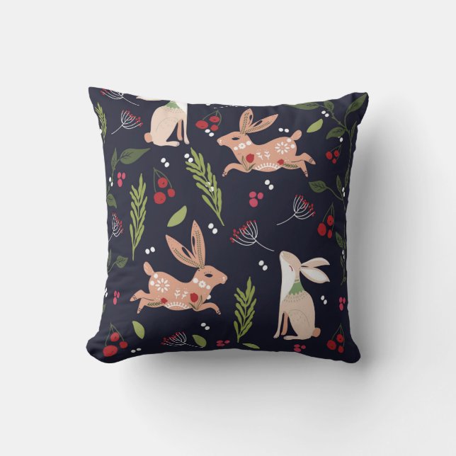 Coussin Lapin d'art populaire scandinave (Recto)