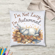 Lapin d'automne en Feuille avec une citation amusa