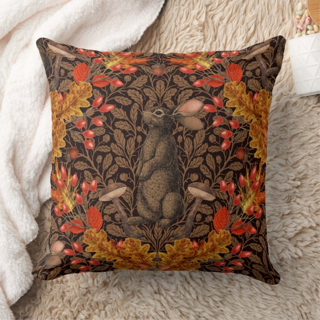 Coussin Lapin d'automne sur brun (Couverture)