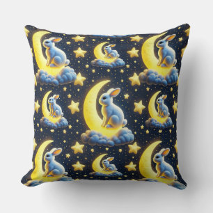 Coussin 🌙🐰 Lapin de dessin animé Lune lumineuse Décorati
