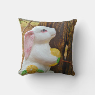 Coussin Lapin de fleurs de printemps de Pâques