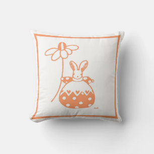 Coussin lapin de marmite orange et rose