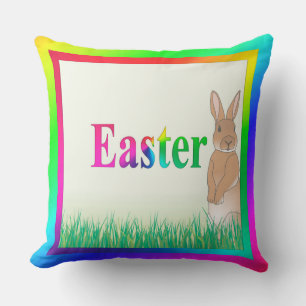 Coussin Lapin de Pâques avec les couleurs diagonales du pr