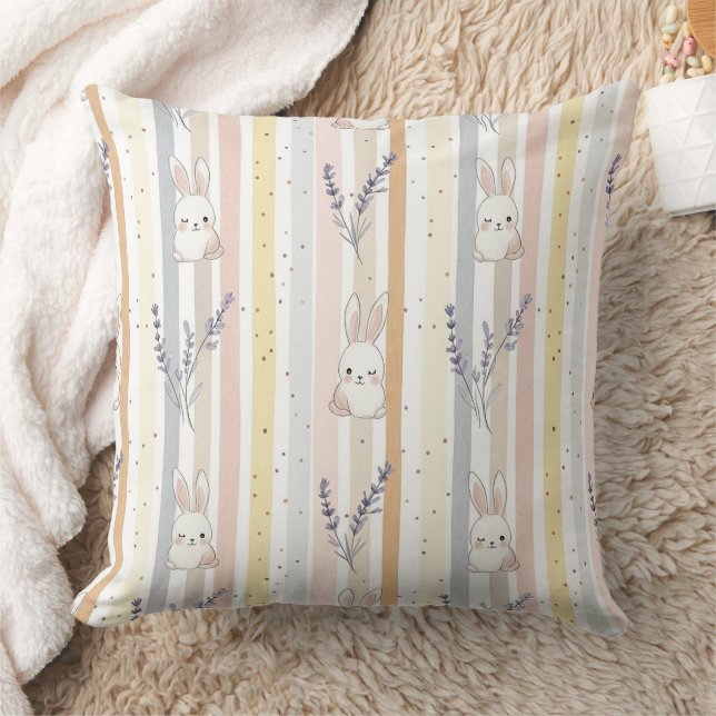 Coussin Lapin de Pâques avec Motif Pastel de Printemps Œuf (Couverture)