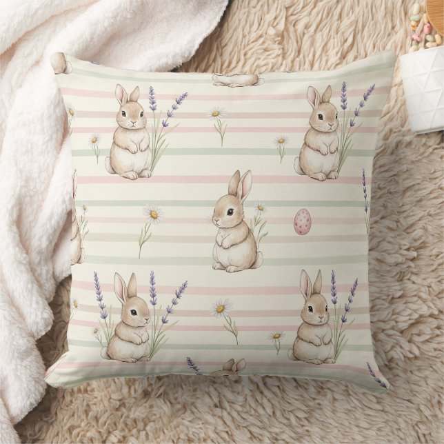 Coussin Lapin de Pâques avec motif pastel de printemps Œuf (Couverture)