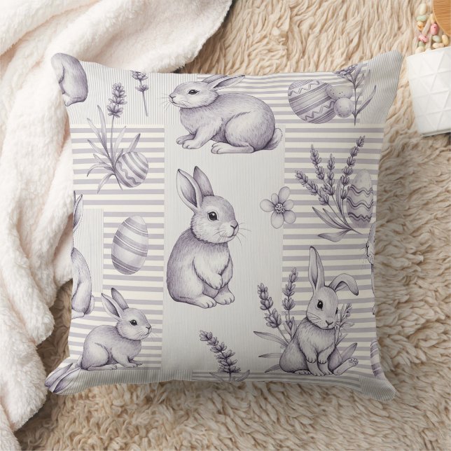 Coussin Lapin de Pâques avec motif pastel de printemps Œuf (Couverture)
