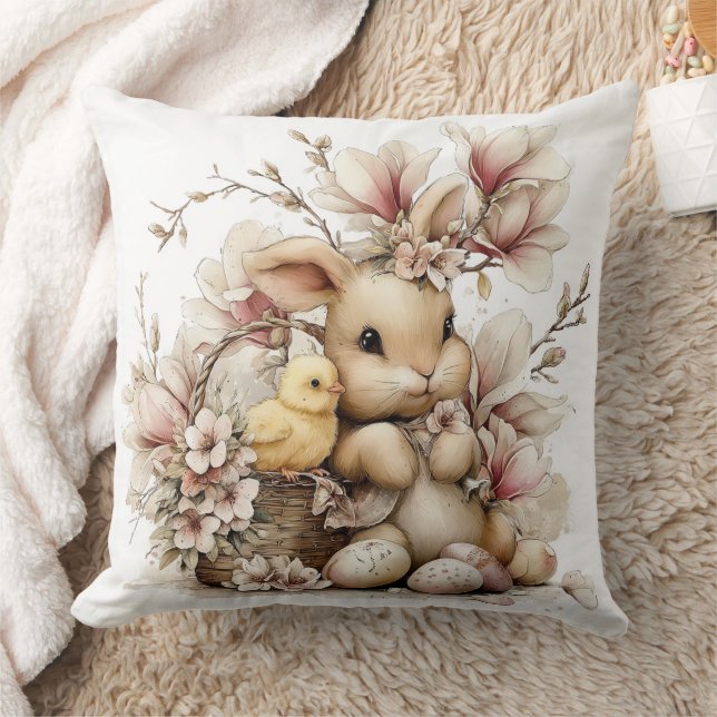 Coussin Lapin de Pâques avec poussin (Couverture)