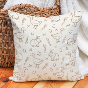 Coussin Lapin de Pâques bohème neutre beige printemps